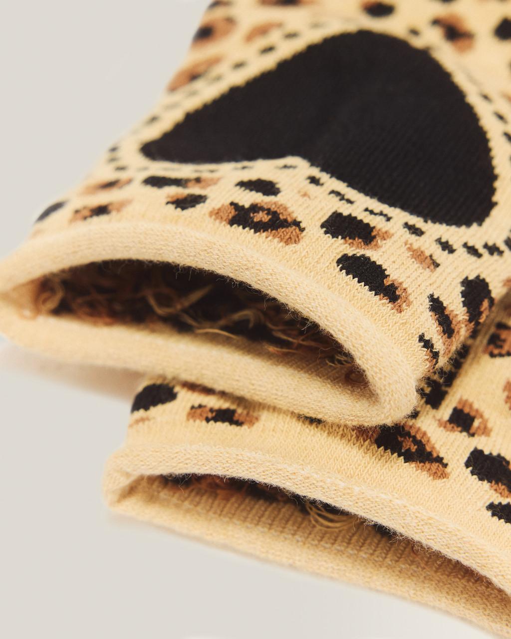 Leopard Heart Cotton Blend Socks - Light Tan - image 4