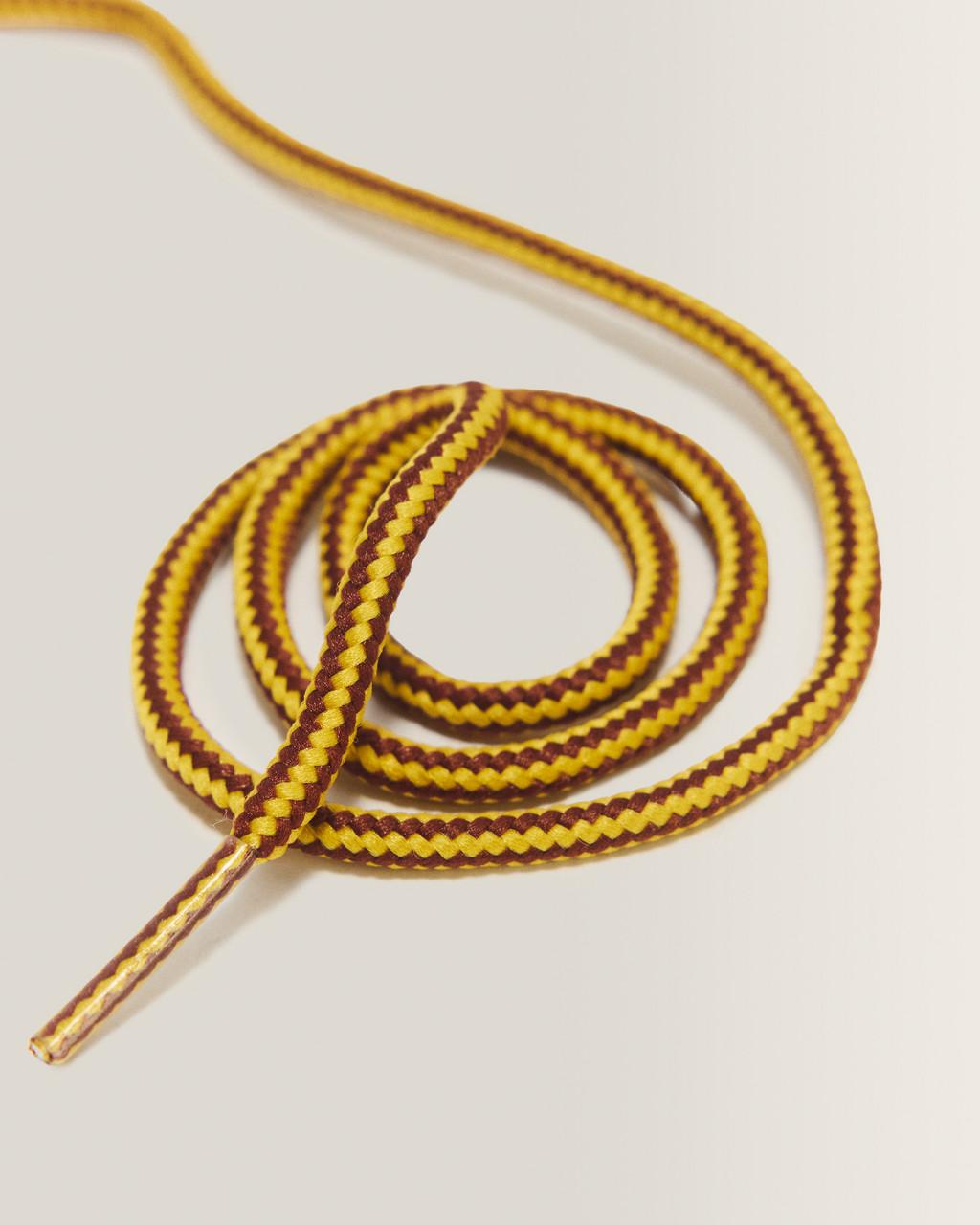 26 Inch Round Shoe Laces (3-Eye) - Brown+Yellow — Cotton - image 3