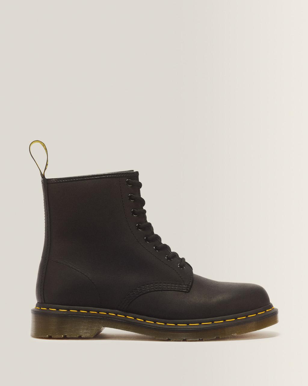 1460 Greasy Leather Lace Up Boots - Black — Greasy