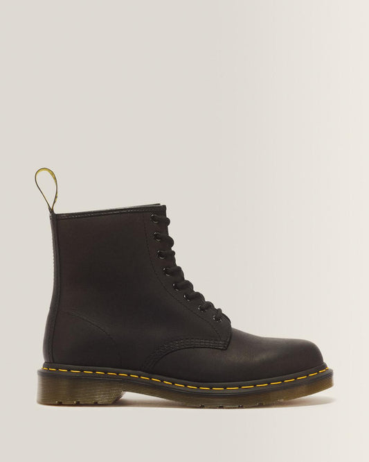 1460 Greasy Leather Lace Up Boots - Black — Greasy
