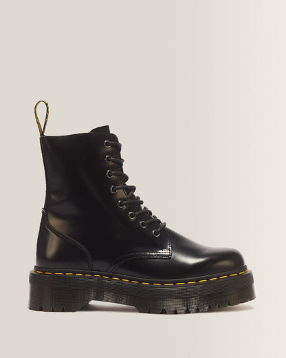 Jadon Boot Smooth Leather Platforms - Black — Polished Smooth