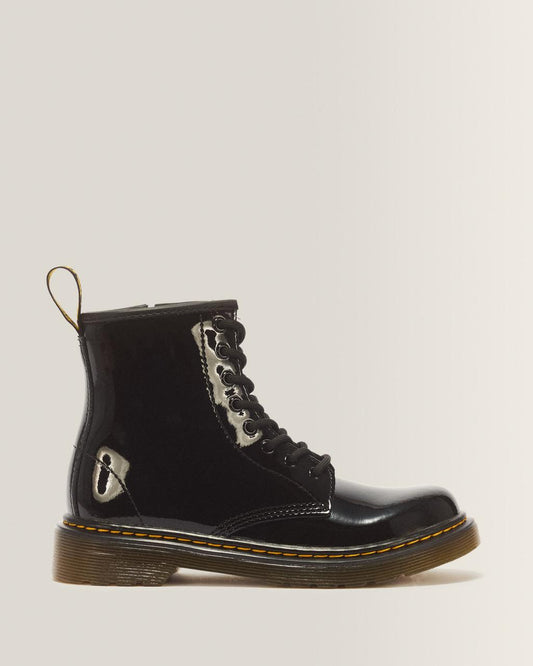 Junior 1460 Patent Leather Lace Up Boots - Black — Patent Lamper