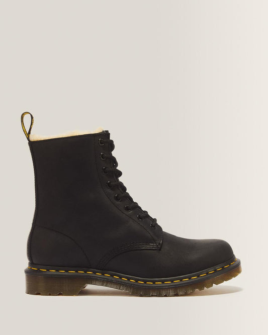 1460 Women's Faux Fur Lined Lace Up Boots - Black — Burnished Wyoming