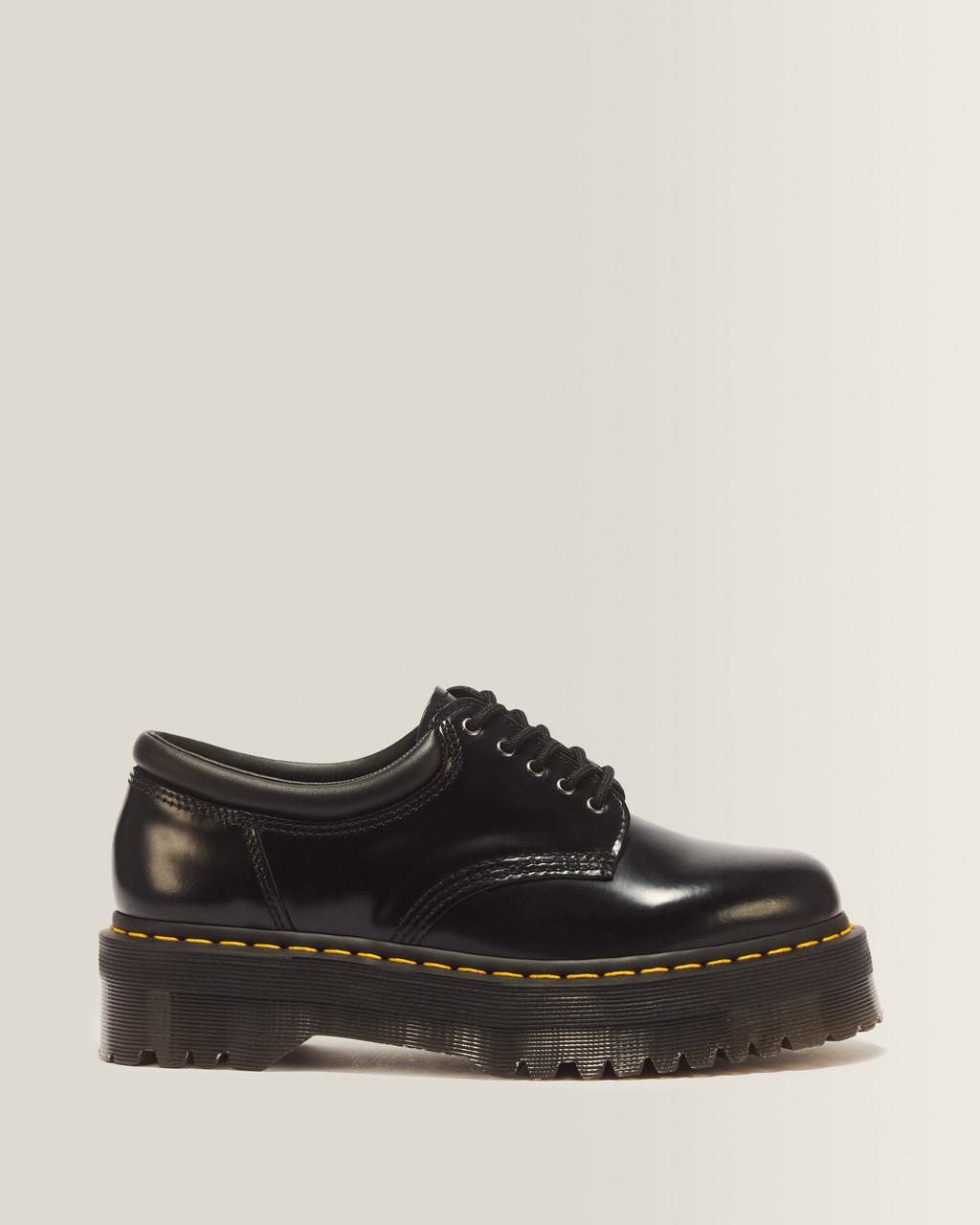 8053 Leather Platform Casual Shoes - Black — Polished Smooth