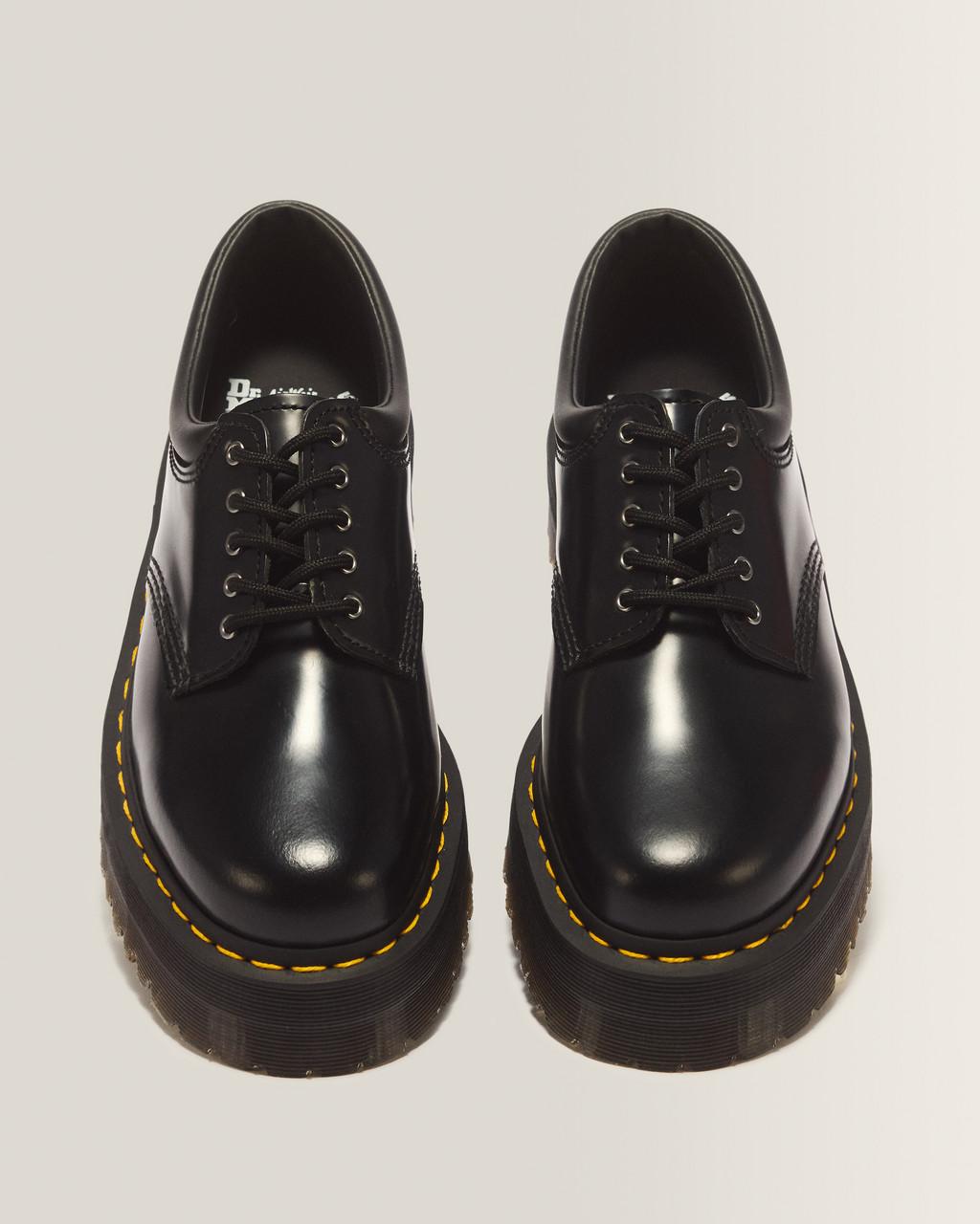 8053 Leather Platform Casual Shoes - Black — Polished Smooth - image 4