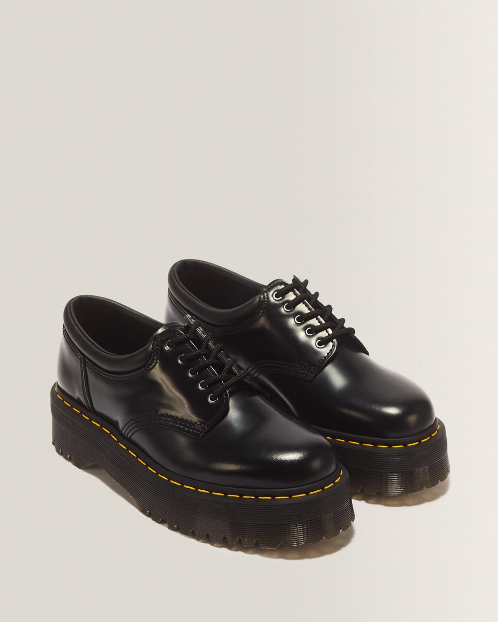 8053 Leather Platform Casual Shoes - Black — Polished Smooth - image 5