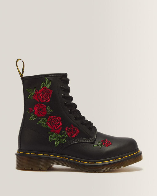 1460 Vonda Floral Leather Lace Up Boots - Black — Softy T