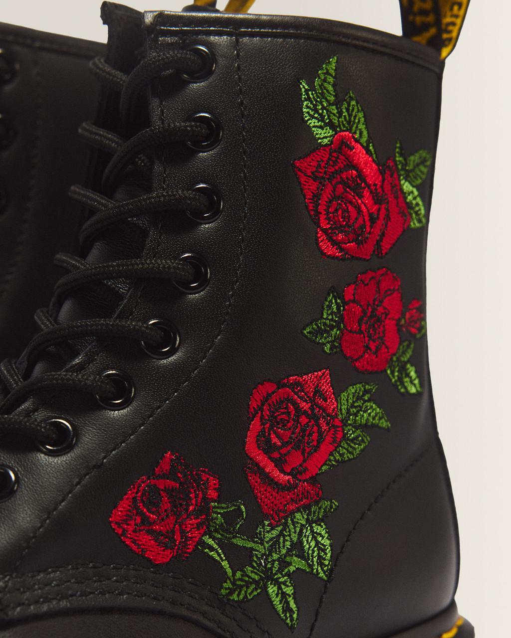 1460 Vonda Floral Leather Lace Up Boots - Black — Softy T - image 3