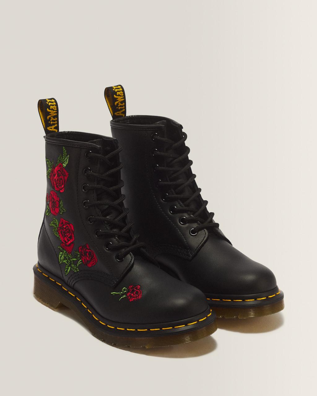 1460 Vonda Floral Leather Lace Up Boots - Black — Softy T - image 5