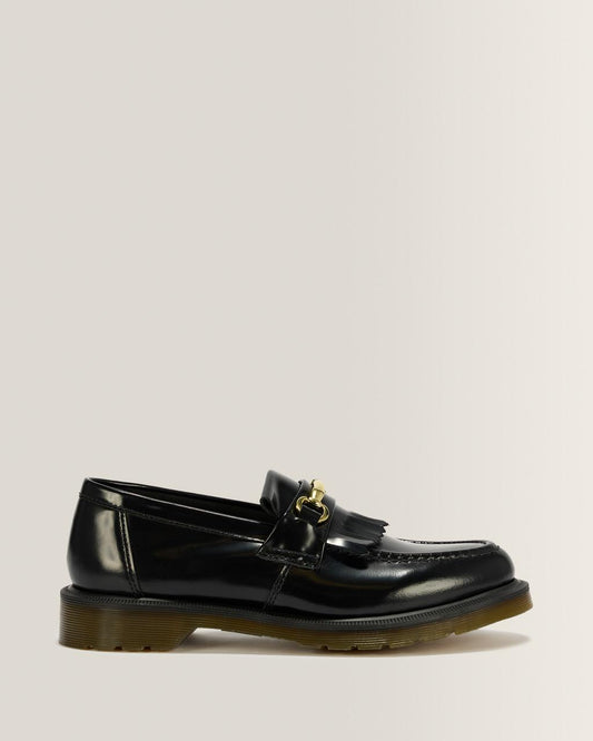 Adrian Snaffle Smooth Leather Kiltie Loafers - Black — Polished Smooth