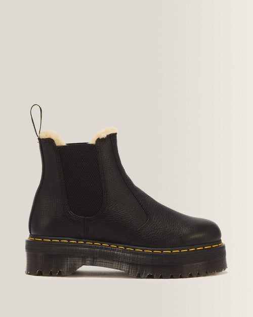 2976 Faux Fur Lined Platform Chelsea Boots - Black — Pisa