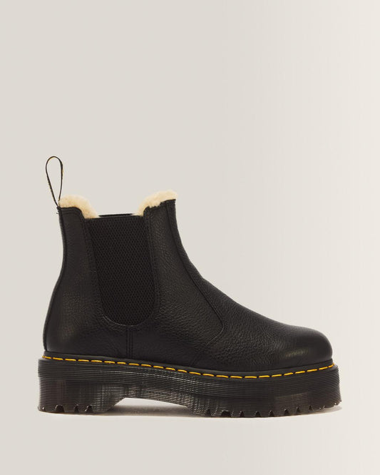 2976 Faux Fur Lined Platform Chelsea Boots - Black — Pisa