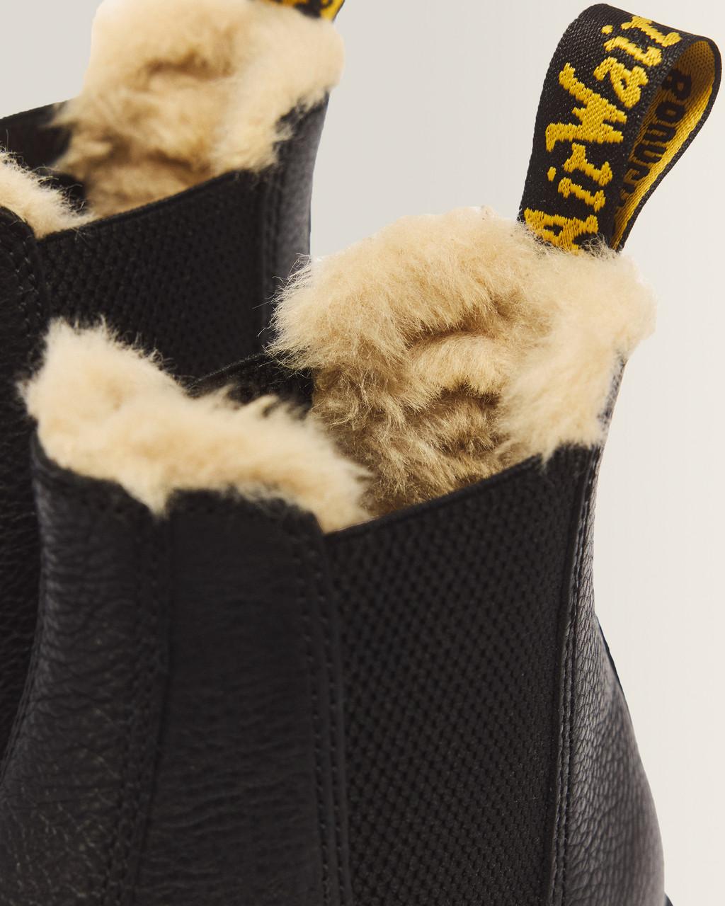 2976 Faux Fur Lined Platform Chelsea Boots - Black — Pisa - image 3