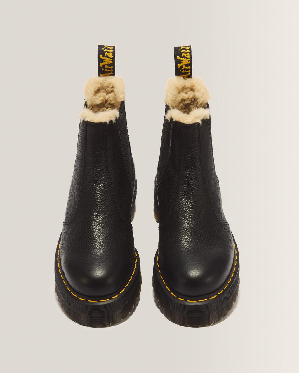 2976 Faux Fur Lined Platform Chelsea Boots - Black — Pisa - image 4