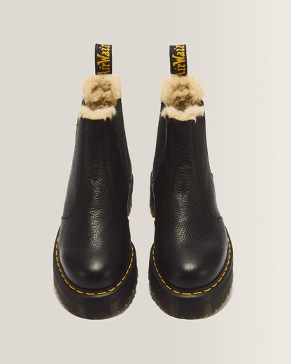 2976 Faux Fur Lined Platform Chelsea Boots - Black — Pisa - image 4