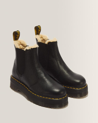 2976 Faux Fur Lined Platform Chelsea Boots - Black — Pisa - image 5