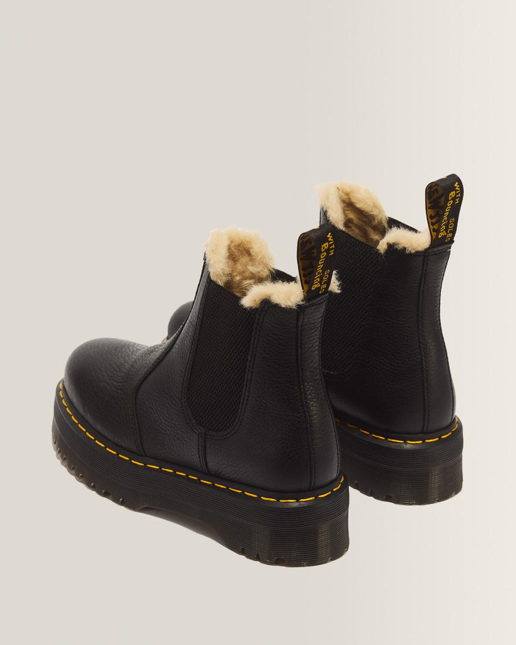2976 Faux Fur Lined Platform Chelsea Boots - Black — Pisa - image 6