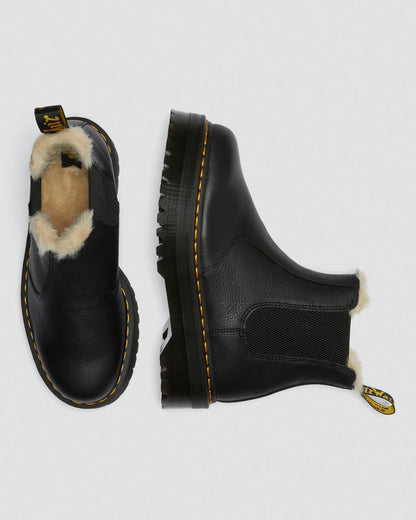 2976 Faux Fur Lined Platform Chelsea Boots - Black — Pisa - image 9