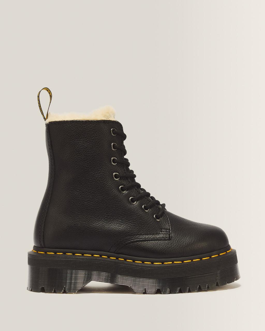 Jadon Boot Leather Faux Fur Lined Platforms - Black — Pisa
