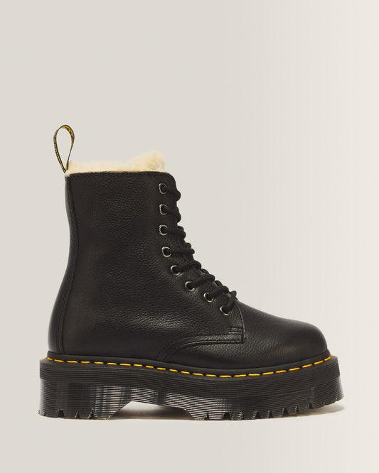 Jadon Boot Leather Faux Fur Lined Platforms - Black — Pisa