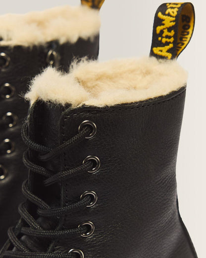 Jadon Boot Leather Faux Fur Lined Platforms - Black — Pisa - image 3