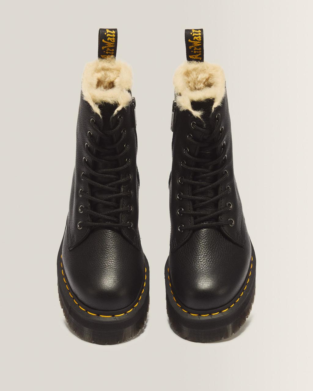Jadon Boot Leather Faux Fur Lined Platforms - Black — Pisa - image 4