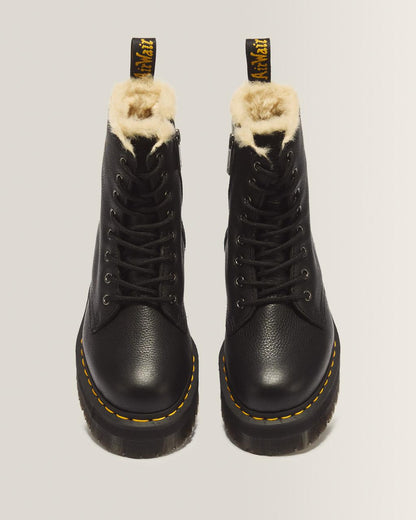 Jadon Boot Leather Faux Fur Lined Platforms - Black — Pisa - image 4