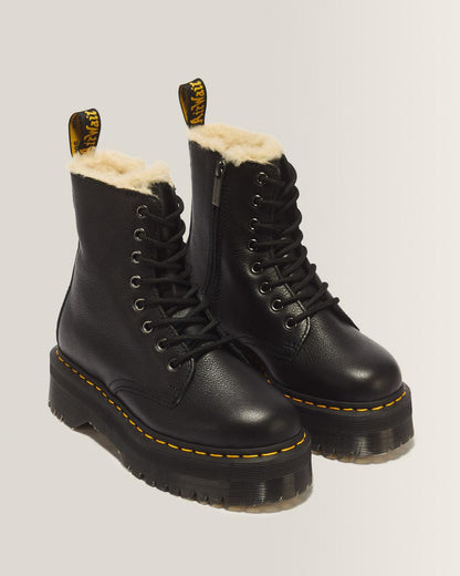 Jadon Boot Leather Faux Fur Lined Platforms - Black — Pisa - image 5
