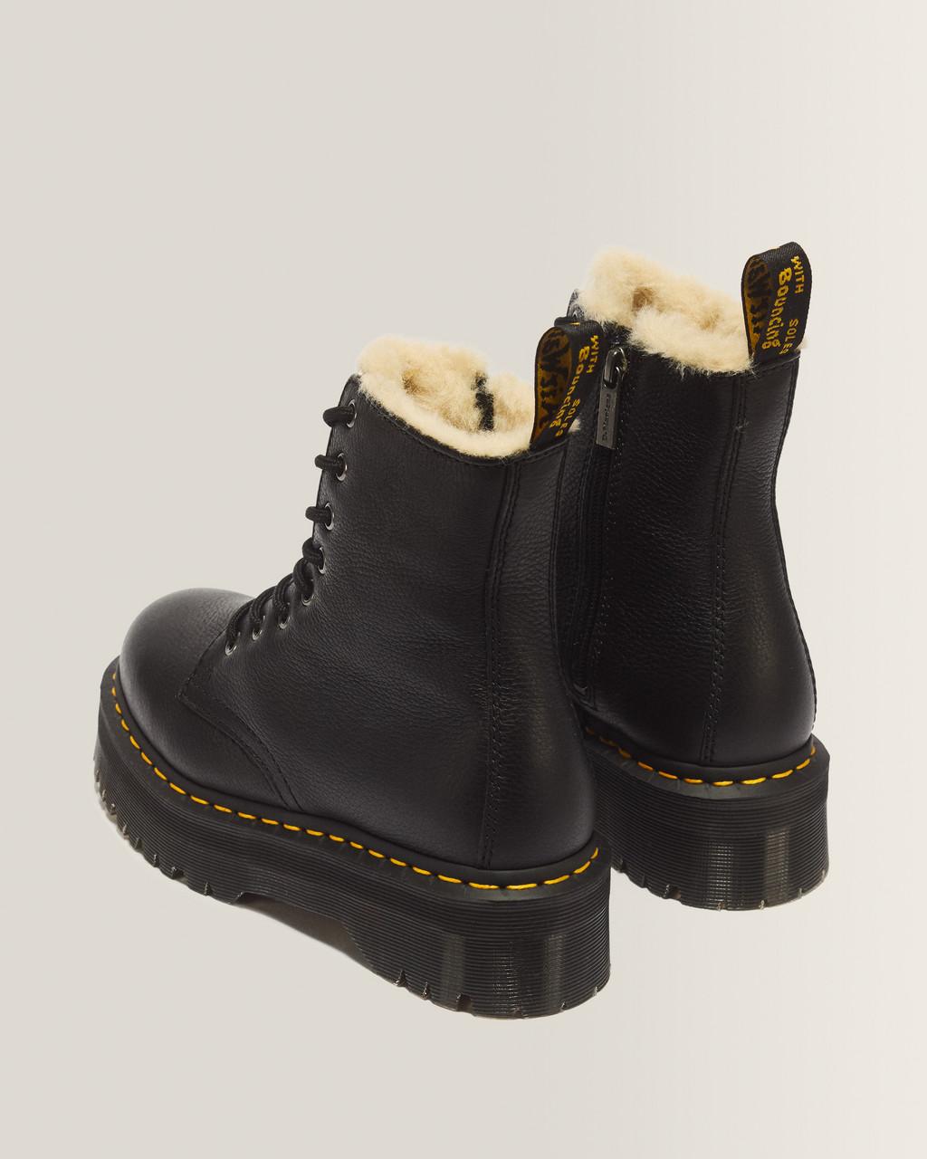 Jadon Boot Leather Faux Fur Lined Platforms - Black — Pisa - image 6