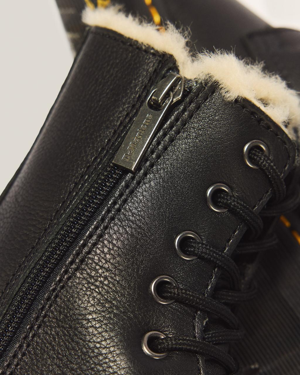 Jadon Boot Leather Faux Fur Lined Platforms - Black — Pisa - image 8