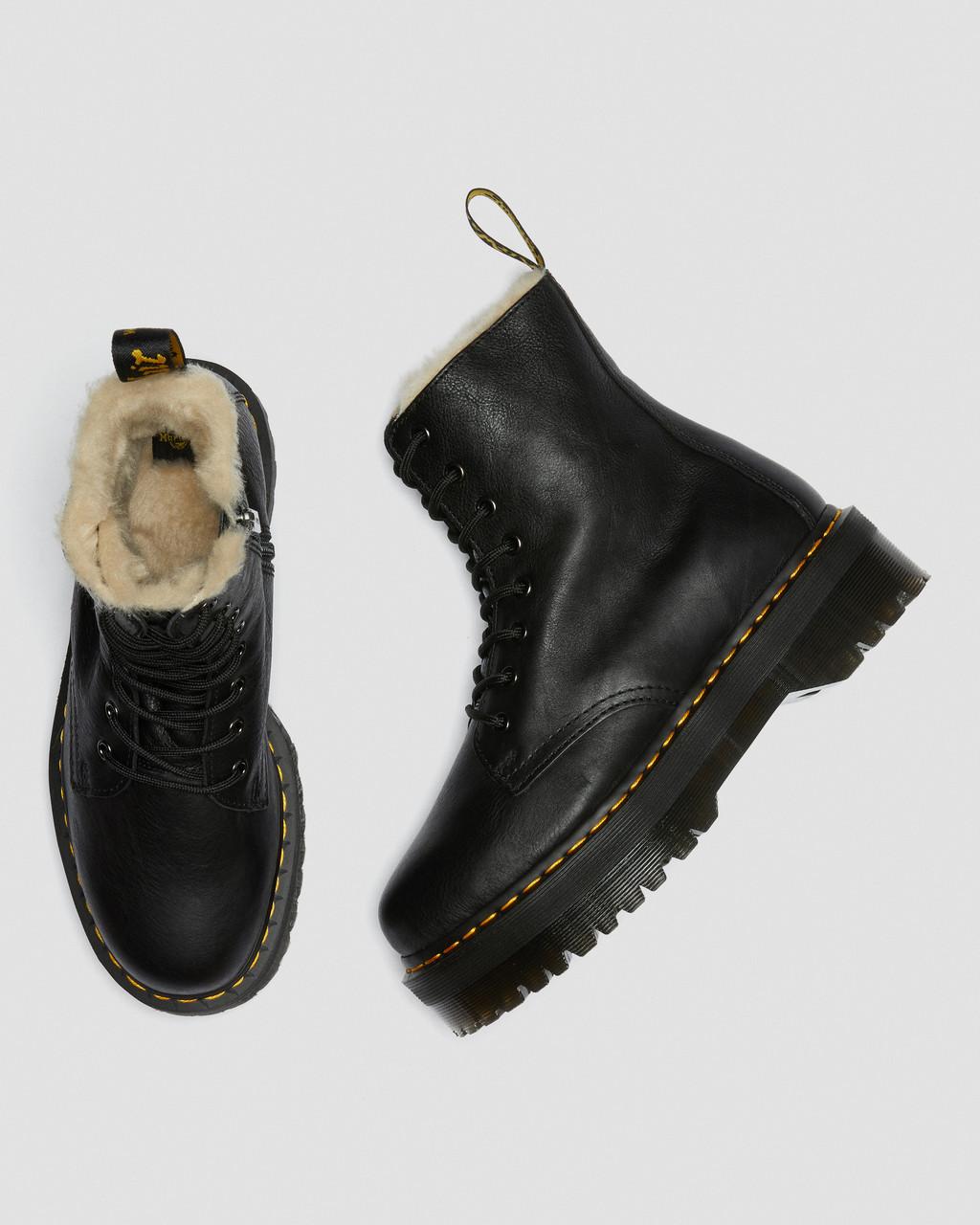 Jadon Boot Leather Faux Fur Lined Platforms - Black — Pisa - image 10