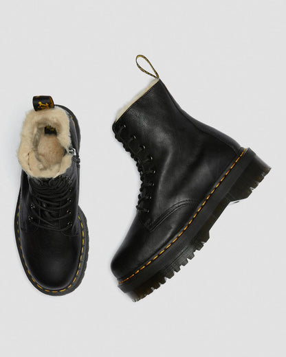 Jadon Boot Leather Faux Fur Lined Platforms - Black — Pisa - image 10