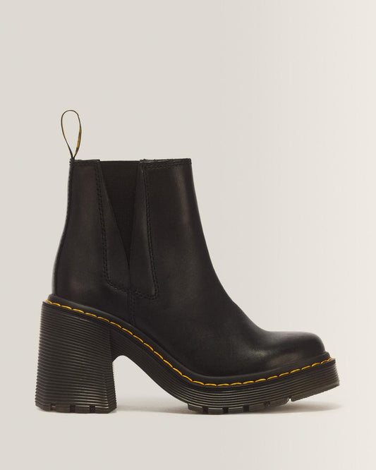 Spence Leather Flared Heel Chelsea Boots - Black — Sendal