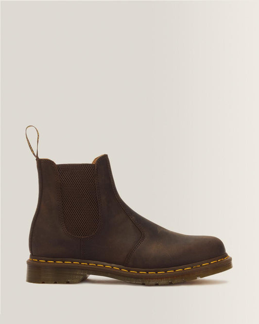 2976 Yellow Stitch Crazy Horse Leather Chelsea Boots - Dark Brown — Crazy Horse