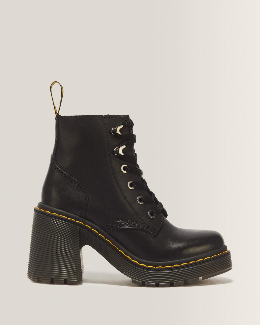 Jesy Sendal Leather Lace Up Flared Heel Boots - Black — Sendal