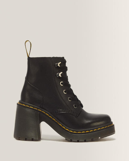 Jesy Sendal Leather Lace Up Flared Heel Boots - Black — Sendal