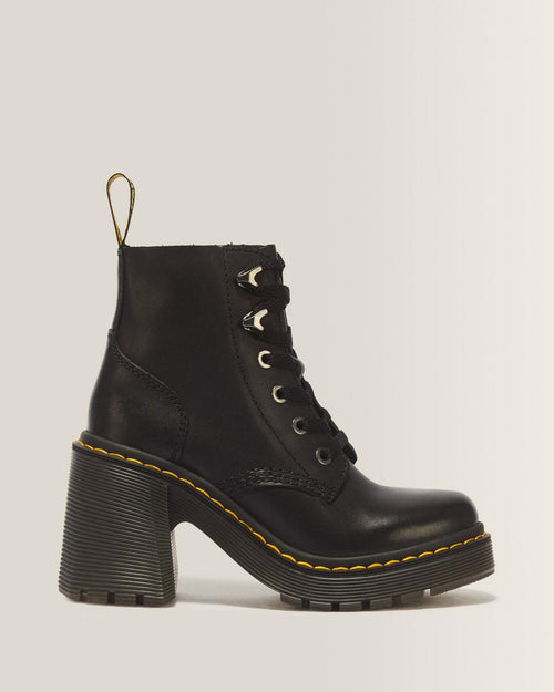 Jesy Sendal Leather Lace Up Flared Heel Boots - Black — Sendal