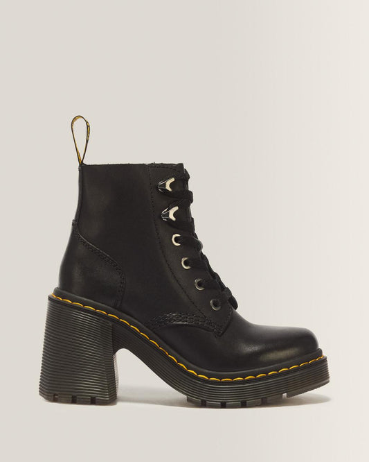 Jesy Sendal Leather Lace Up Flared Heel Boots - Black — Sendal