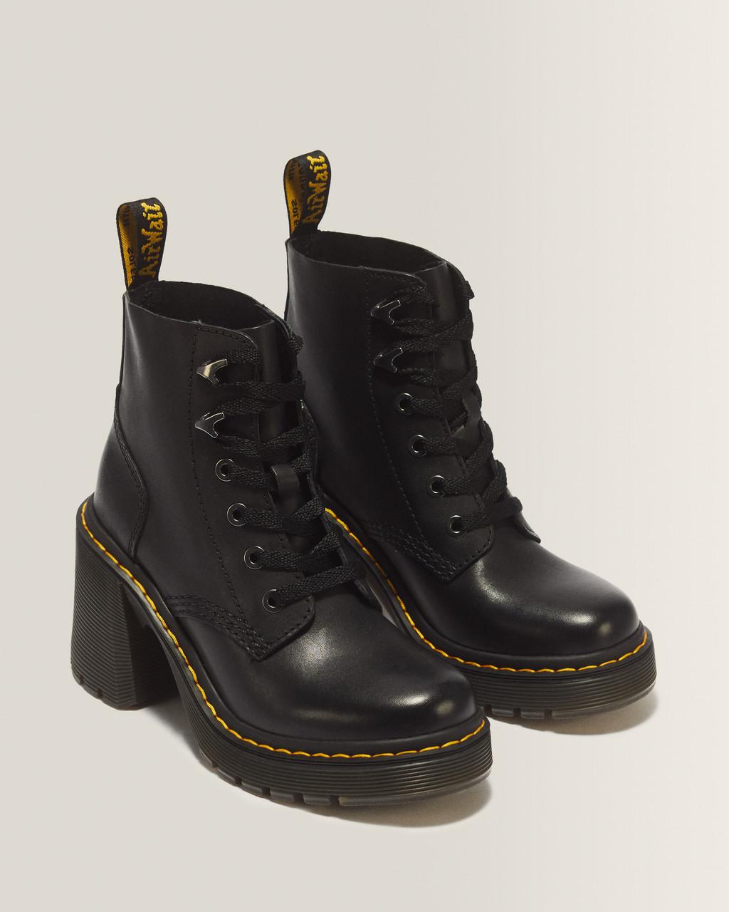 Jesy Sendal Leather Lace Up Flared Heel Boots - Black — Sendal - image 5