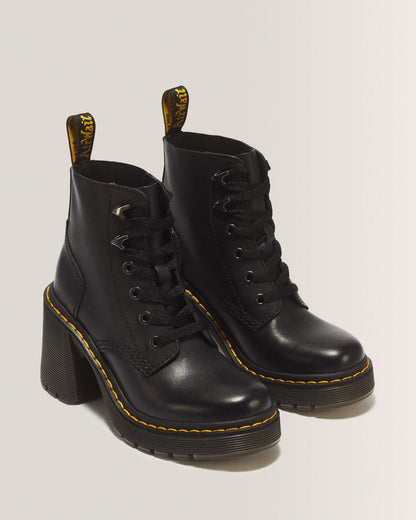 Jesy Sendal Leather Lace Up Flared Heel Boots - Black — Sendal - image 5