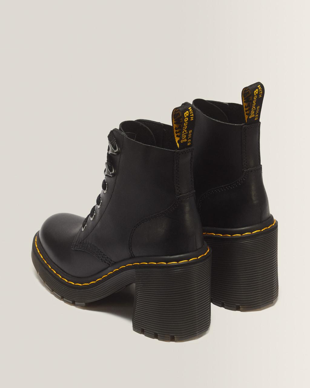 Jesy Sendal Leather Lace Up Flared Heel Boots - Black — Sendal - image 6