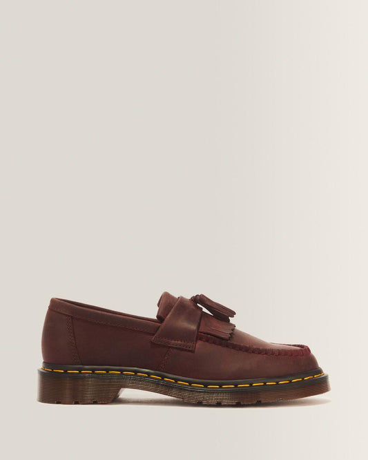 Adrian Crazy Horse Leather Tassel Loafers - Cherry Red — Crazy Horse