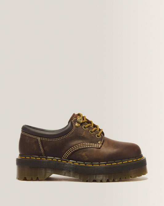 8053 Arc Crazy Horse Leather Platform Casual Shoes - Dark Brown — Crazy Horse