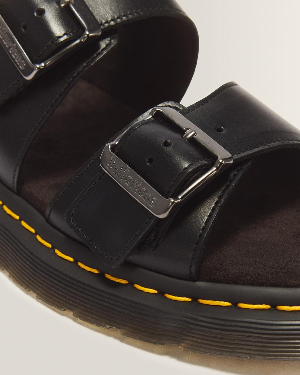 Josef Analine Leather Buckle Slide Sandals - Black — Analine - image 3
