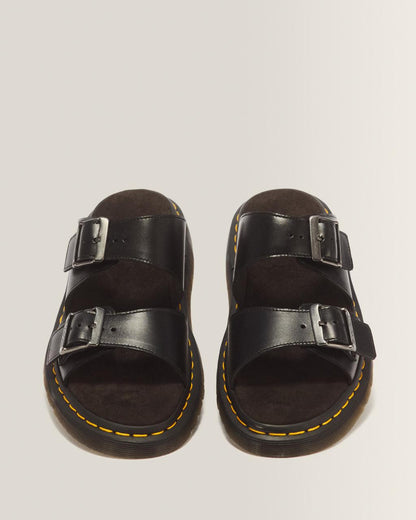 Josef Analine Leather Buckle Slide Sandals - Black — Analine - image 4