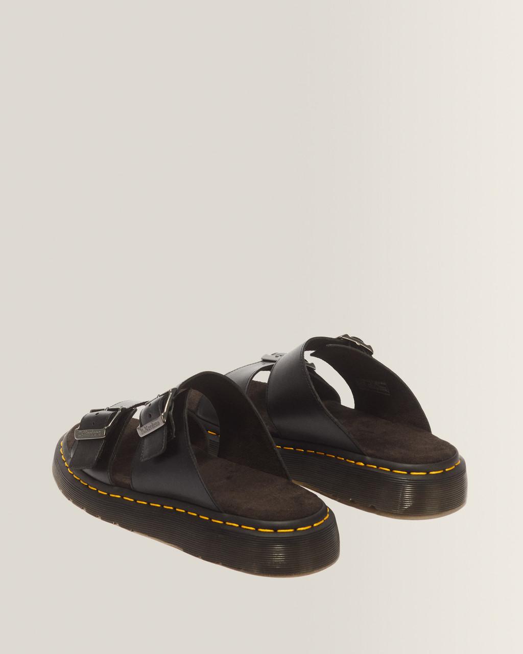 Josef Analine Leather Buckle Slide Sandals - Black — Analine - image 6