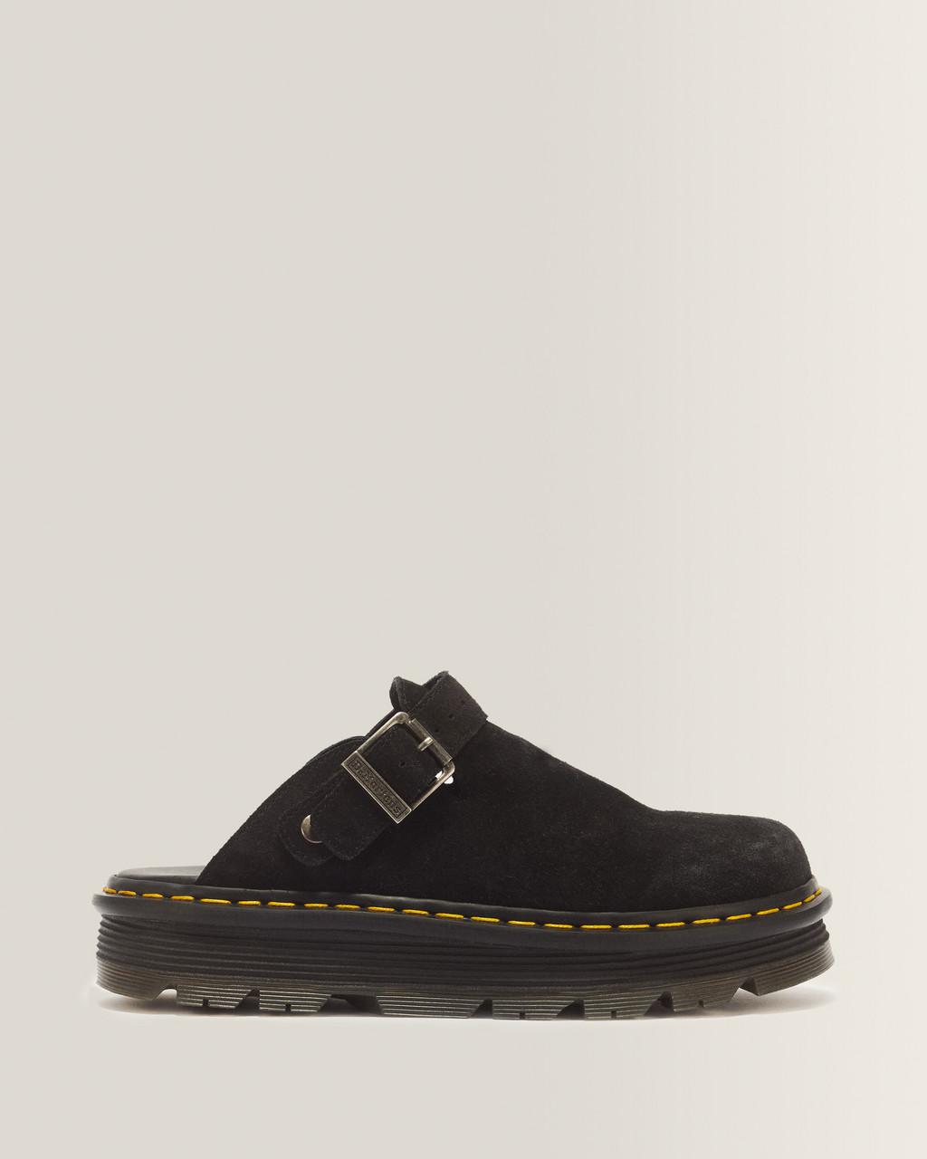 Zebzag Suede Casual Slingback Platform Mules - Black — E.H.Suede