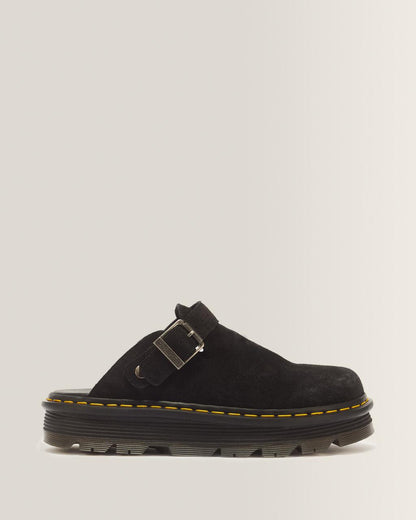 Zebzag Suede Casual Slingback Platform Mules - Black — E.H.Suede