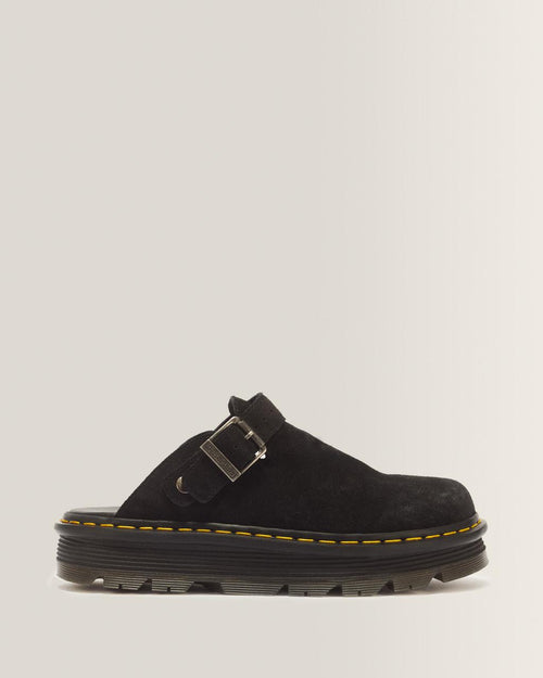 Zebzag Suede Casual Slingback Platform Mules - Black — E.H.Suede