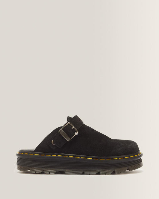 Zebzag Suede Casual Slingback Platform Mules - Black — E.H.Suede